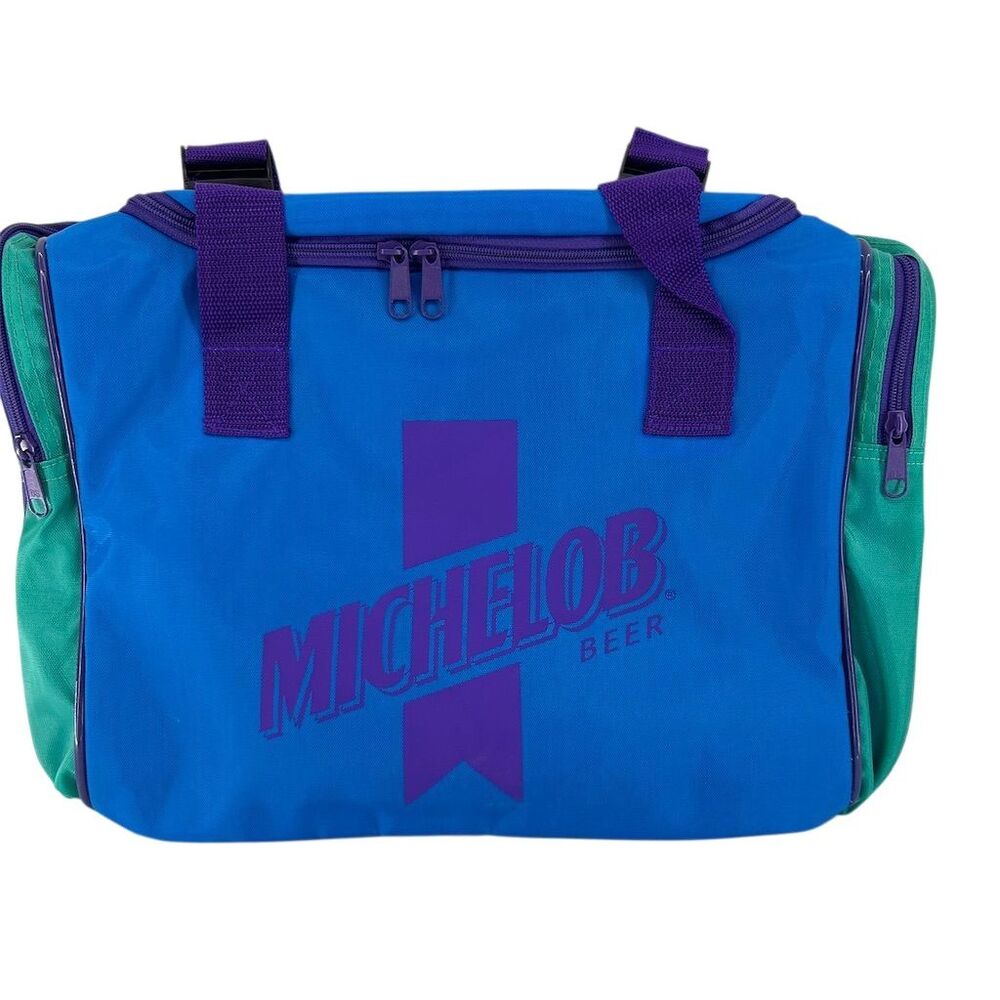 Vintage 1990s Michelob Beer Promotional Duffel Bag Breweriana Blue Teal NWOT